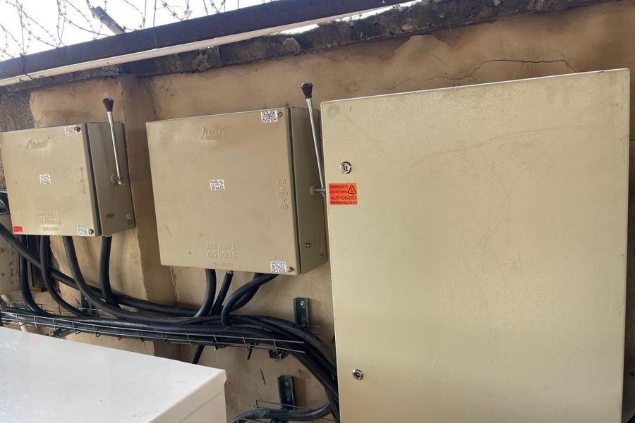 Bypass switch enclosures in an outdoor power room in Abuja