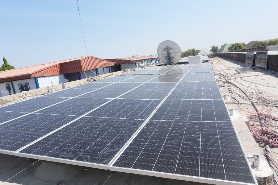 Rooftop solar arrays at a humanitarian hub in Maiduguri