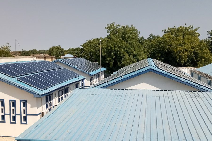 Rooftop solar panels at a humanitarian hub in Borno State