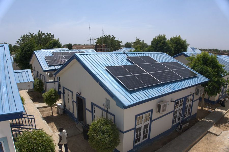 Rooftop solar panels at a humanitarian hub in Borno State
