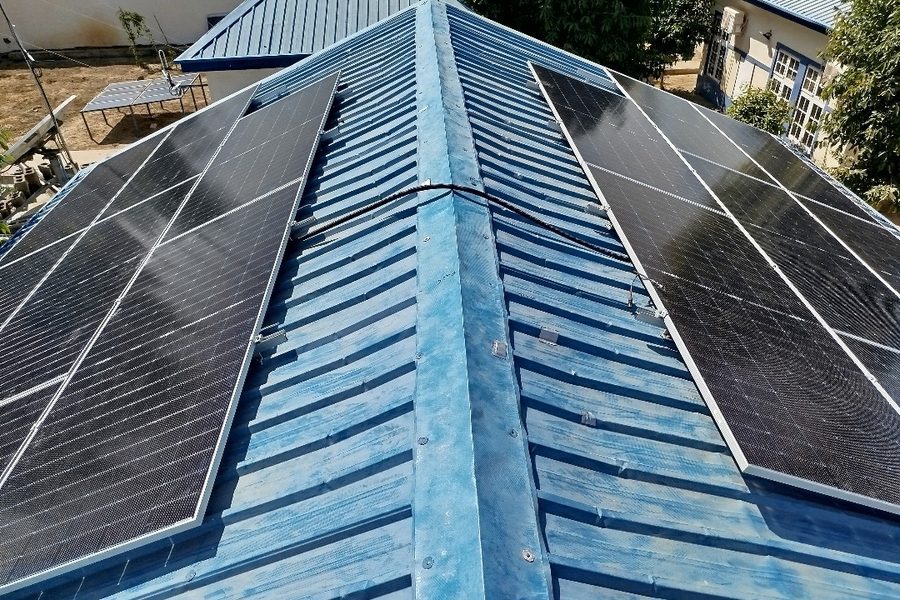 Rooftop solar panels at a humanitarian hub in Borno State