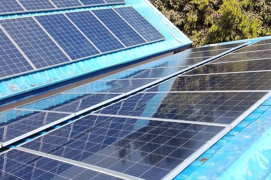 Rooftop solar panels at a humanitarian hub in Borno State